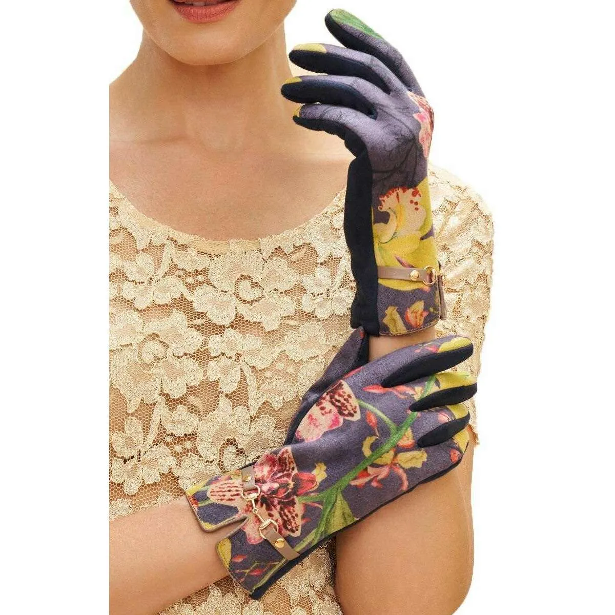 Powder Kylie Exotic Evening Gloves - Ink Navy