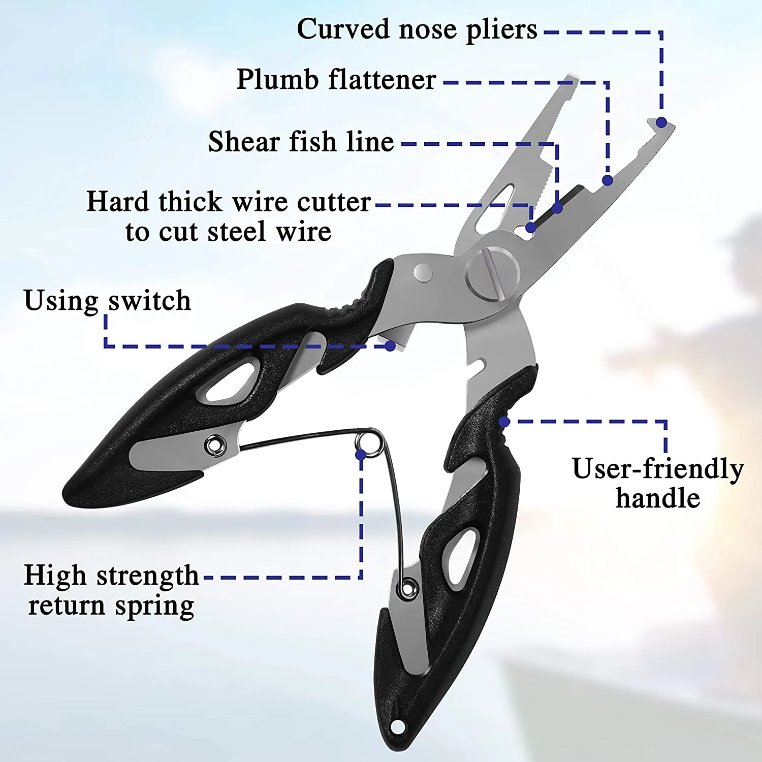 Premium Multifunctional Stainless Steel Fish Lip Gripper Set, and Fishing Pliers with Sheath. Fish Controller Tackle Accessoryer