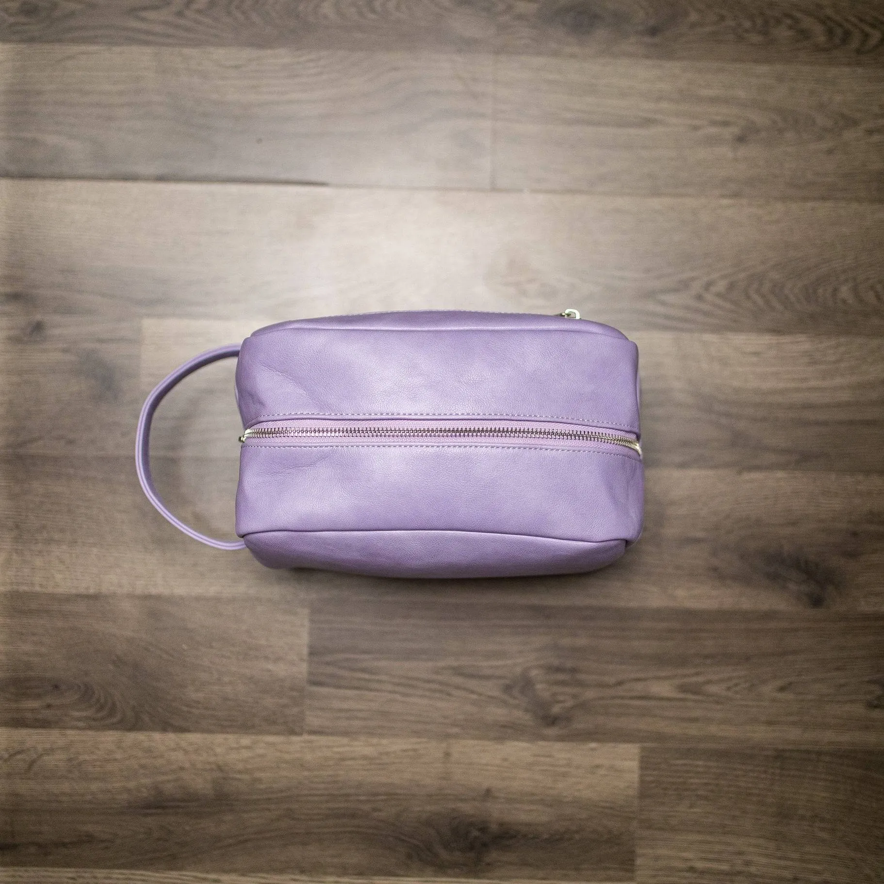 Purple Leather Toiletry Bag