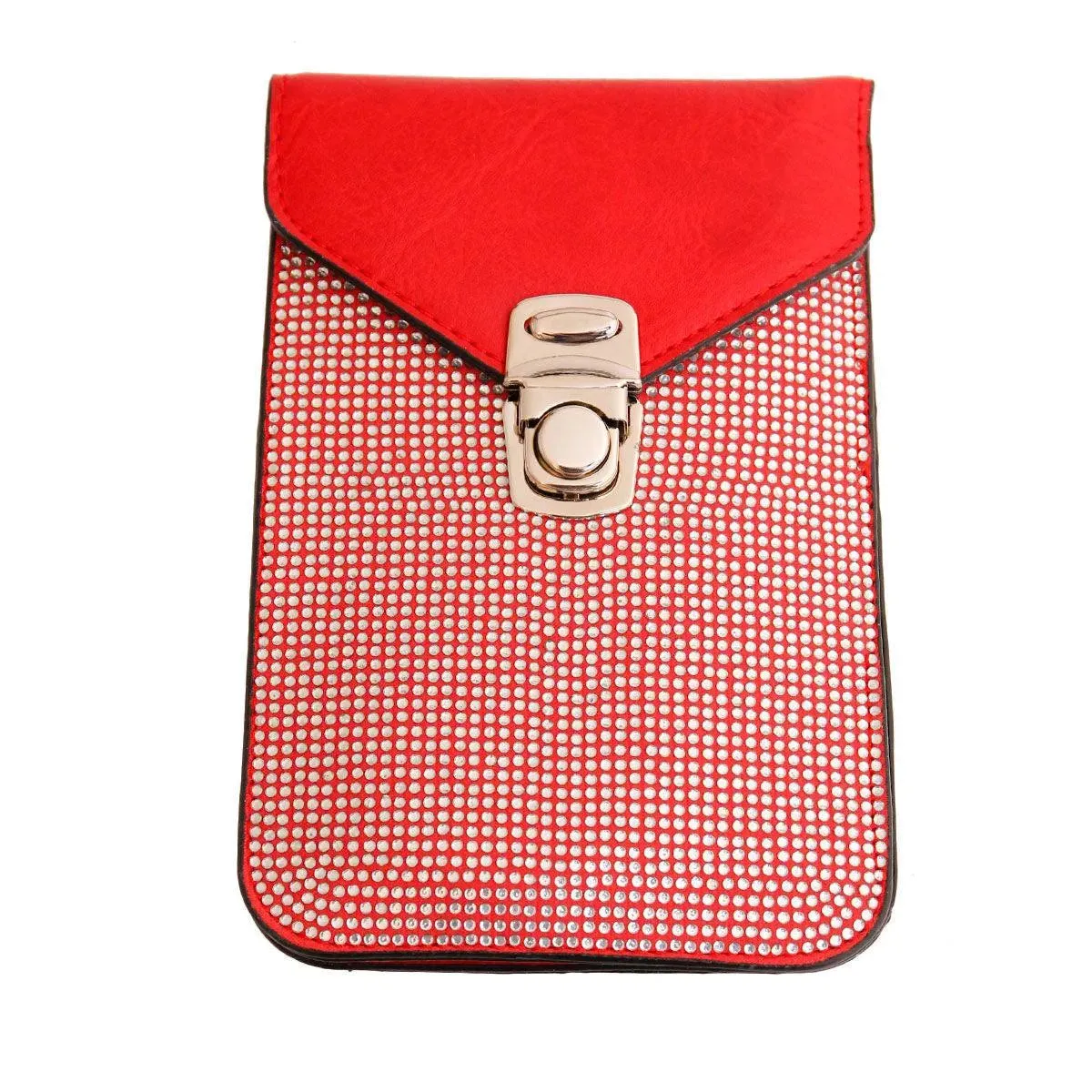 Red Crossbody Cellular Phone Bag with Card Slots for Women