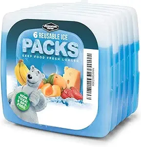 Reusable Ice Packs (6 Pack) For Lunch Box - Slim, Lightweight Freezer Cold