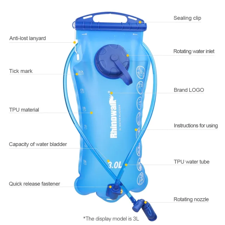 Rhinowalk Cycling Water Bag 2L/3L Full Opening Outdoor Drinking Water Bag Drinking Equipment, Colour: RK18101 blue 2L