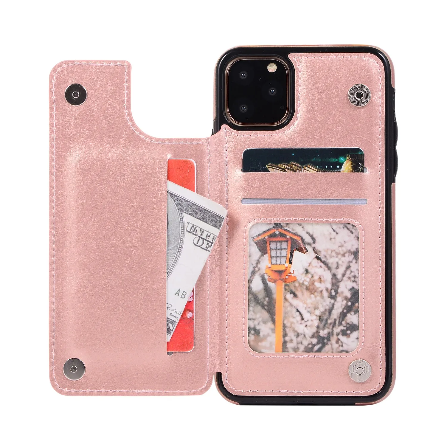 Rose Gold Crazy horse pattern card holster phone case for iPhone 7Plus/8Plus