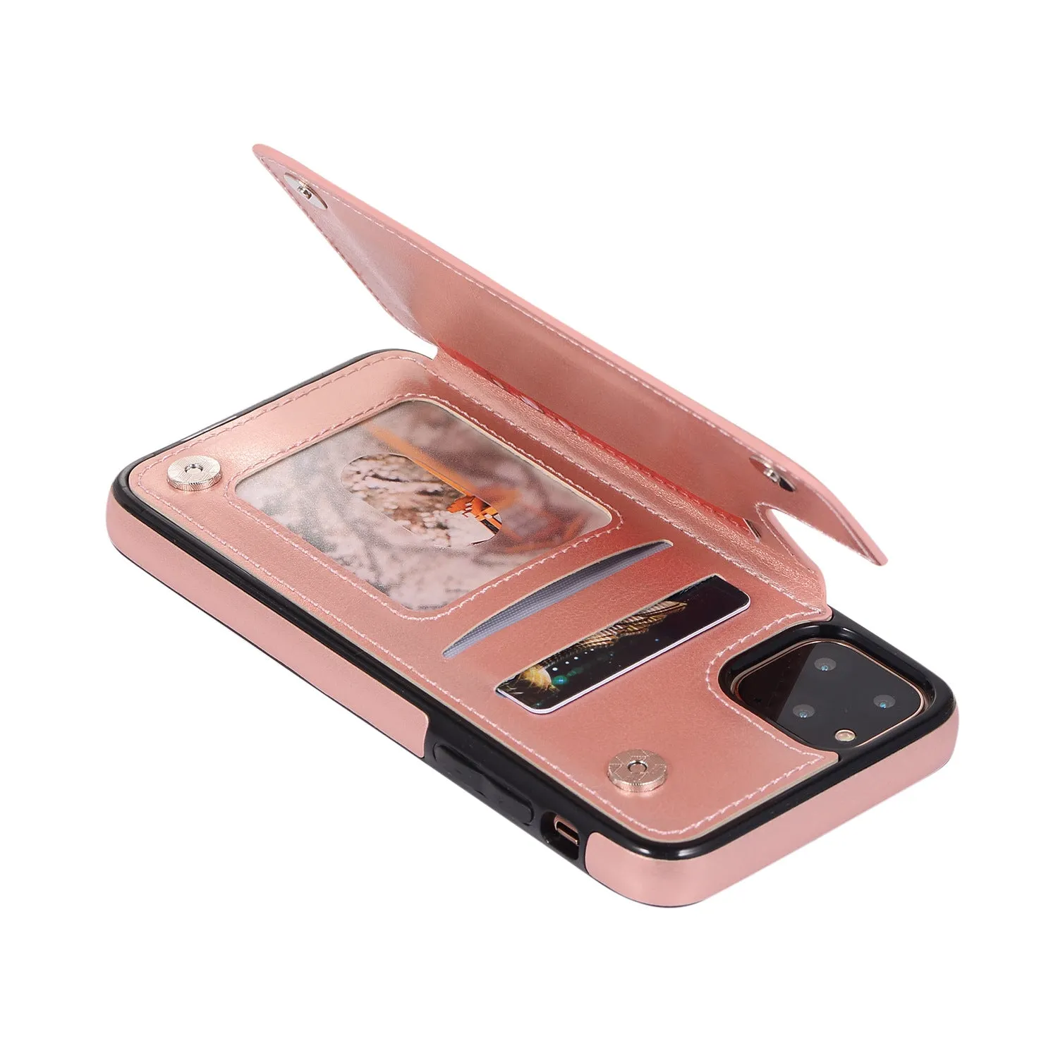 Rose Gold Crazy horse pattern card holster phone case for iPhone 7Plus/8Plus