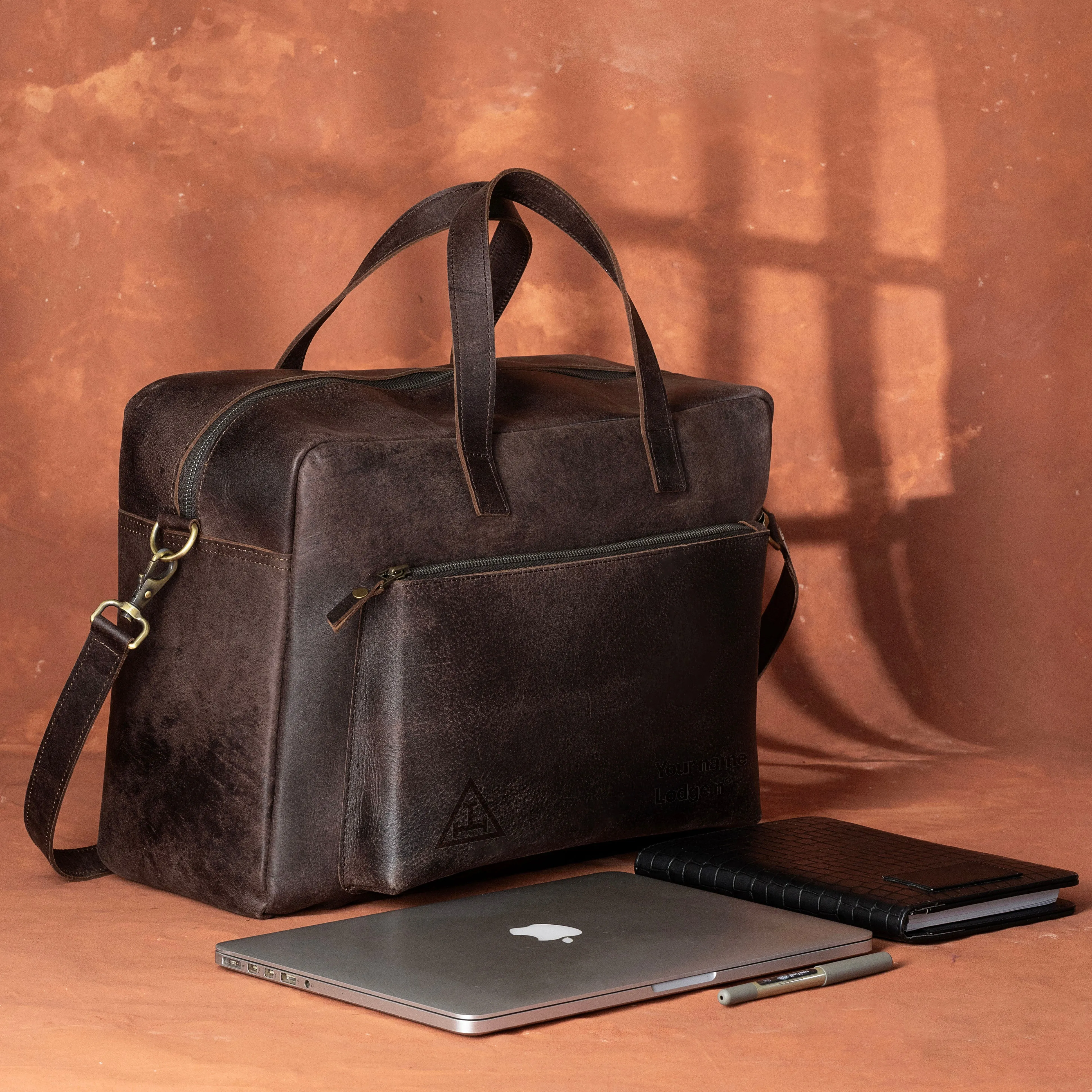 Royal Arch Chapter Briefcase - Dark Brown Cow Leather