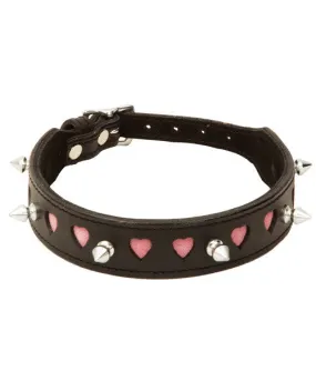 Ruff Spike Collar W-pink Heart Cutouts