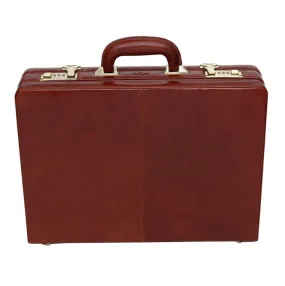 S Babila Executive Leather Attache Cognac Briefcase