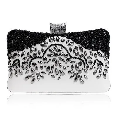 SEKUSA Crystal Evening Retro Beaded Clutch Wedding Diamond Beaded Rhinestone Small Shoulder Women's Bags