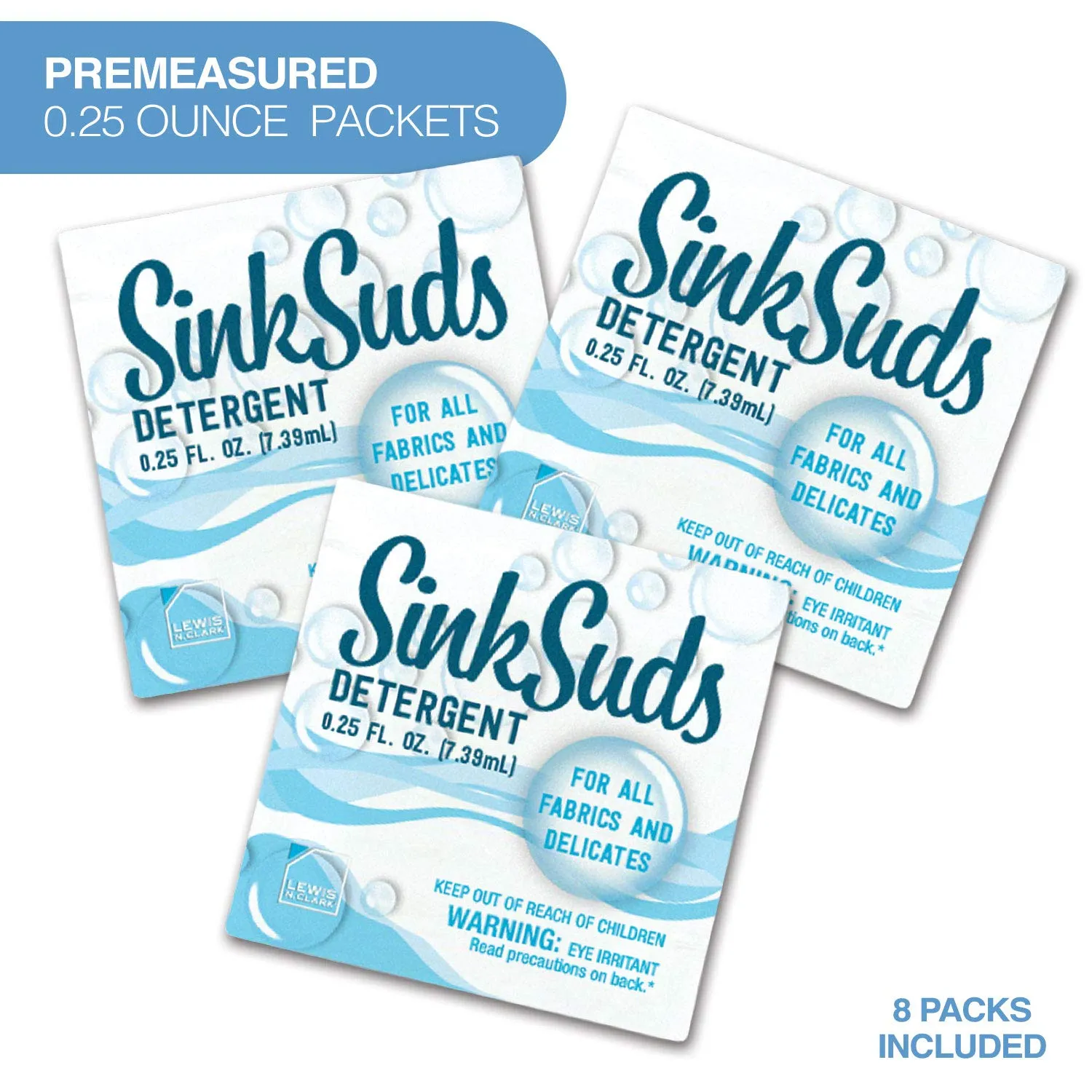 SinkSuds Travel Laundry Detergent Liquid Soap - 8 Pack