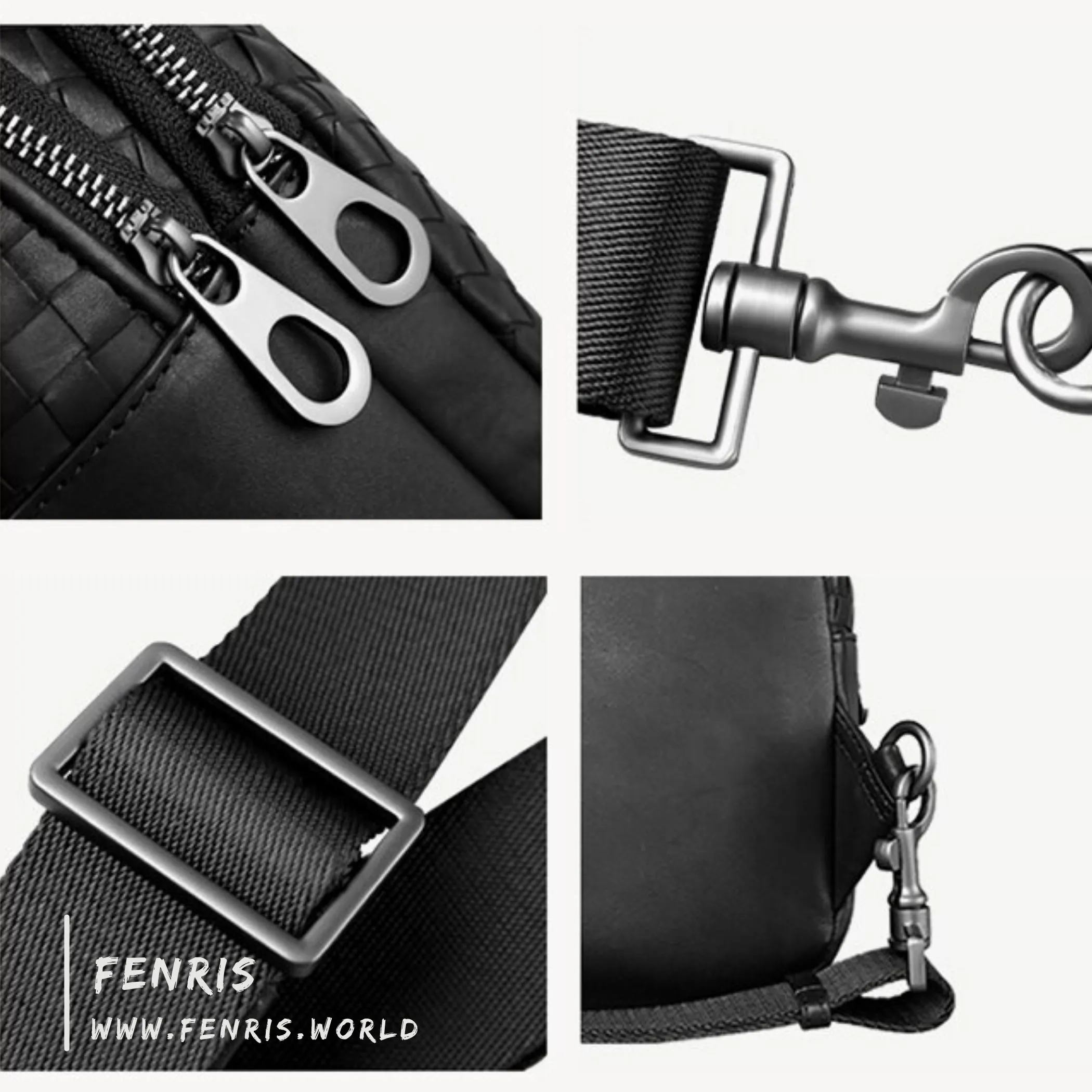 Sling Bag Black Woven Leather - Fenris