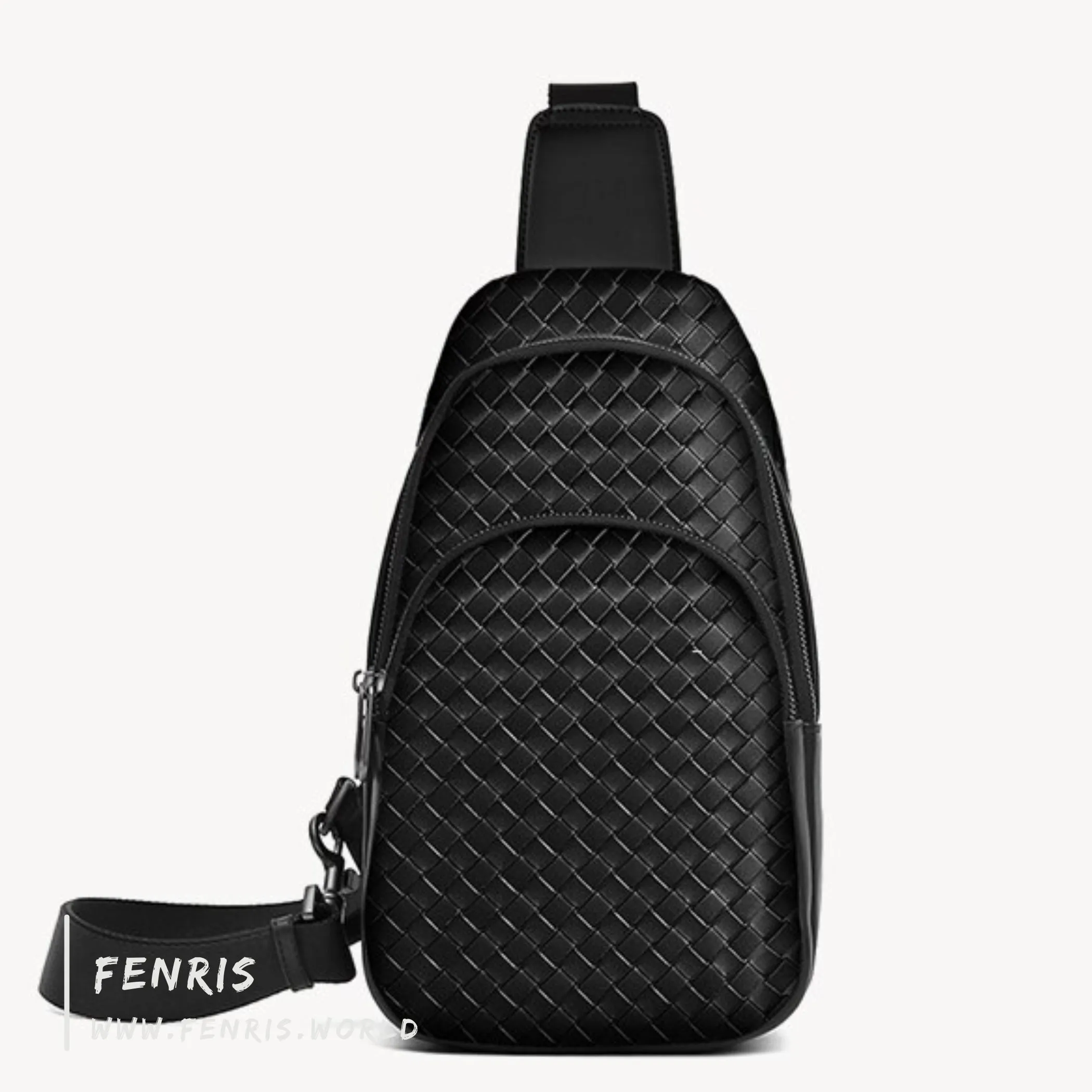 Sling Bag Black Woven Leather - Fenris