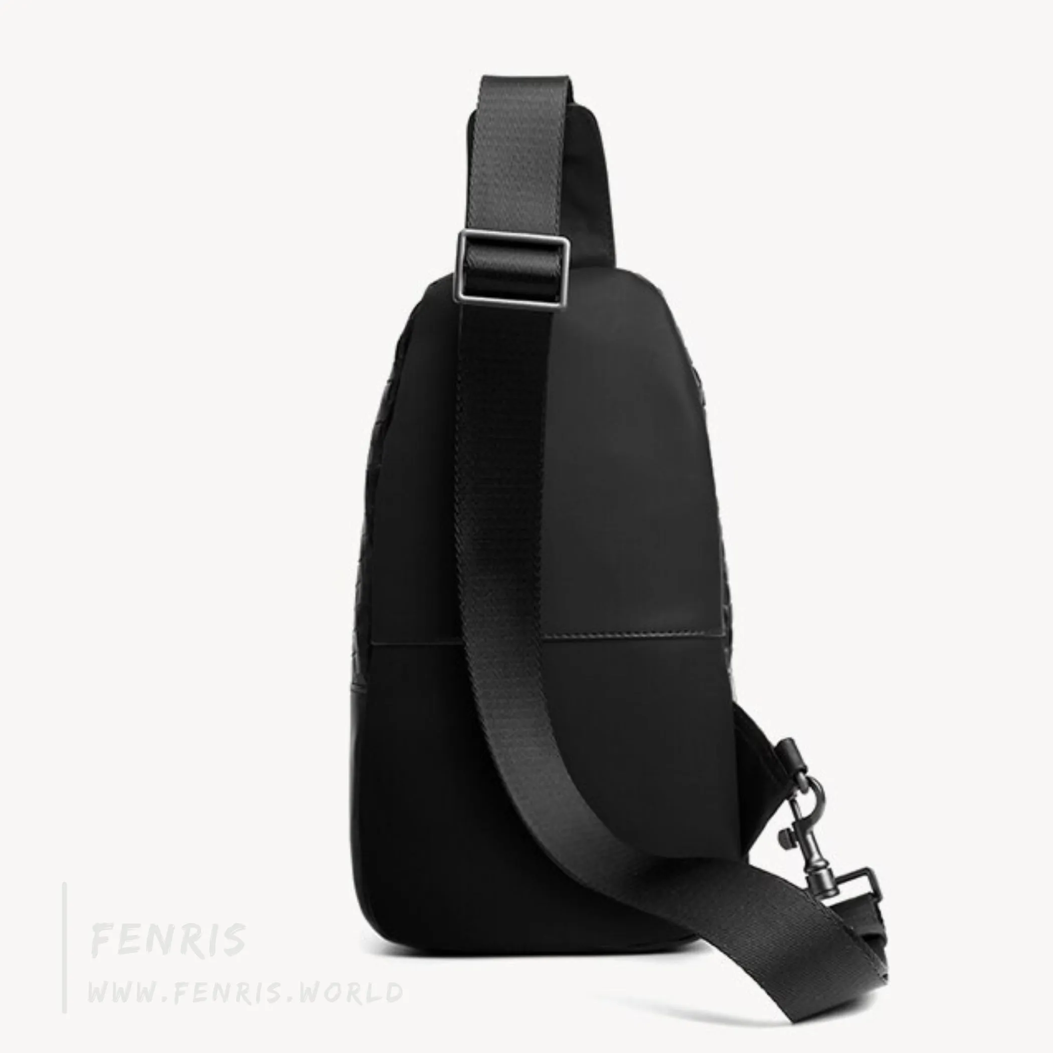 Sling Bag Black Woven Leather - Fenris