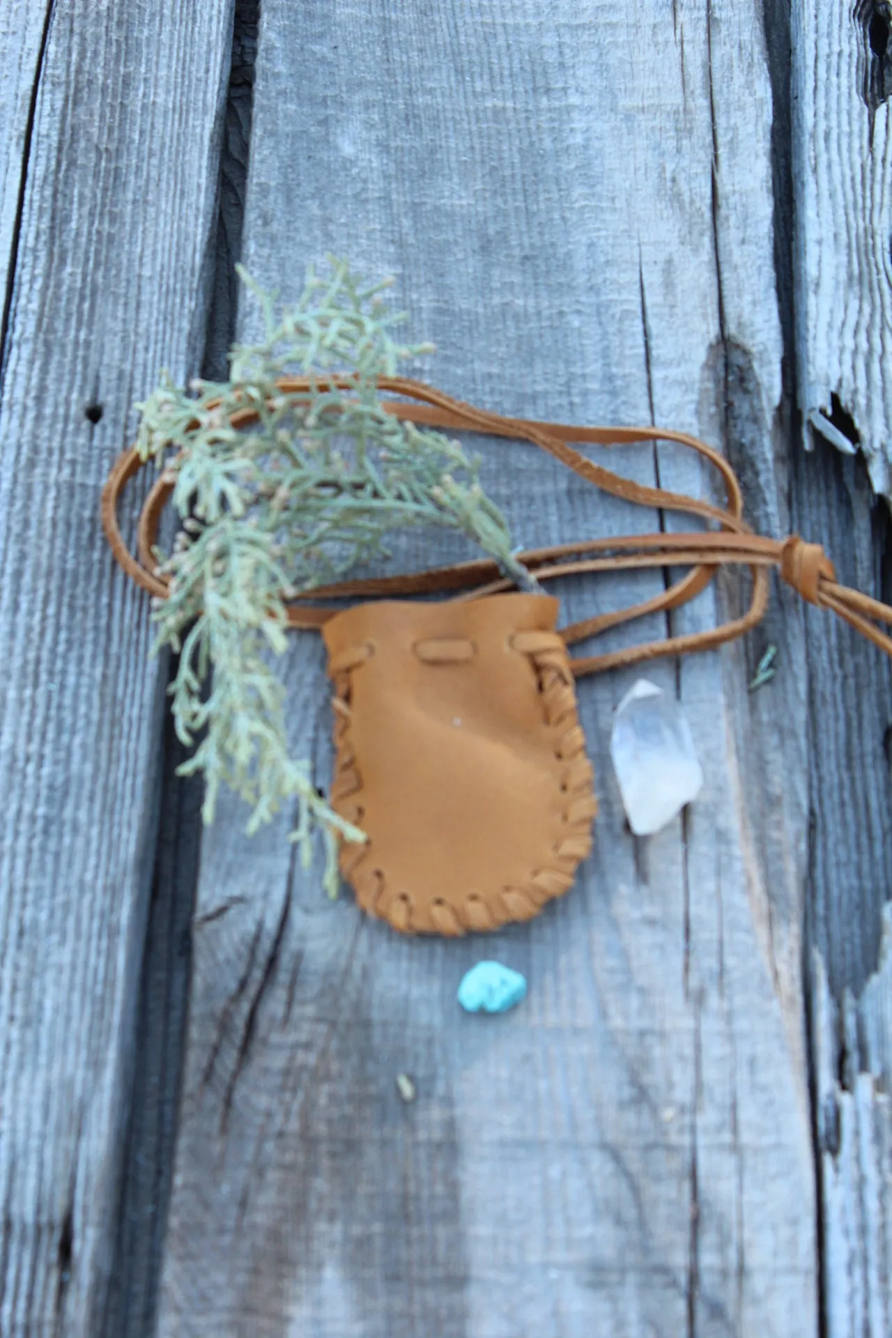 Small medicine bag, handmade leather pouch