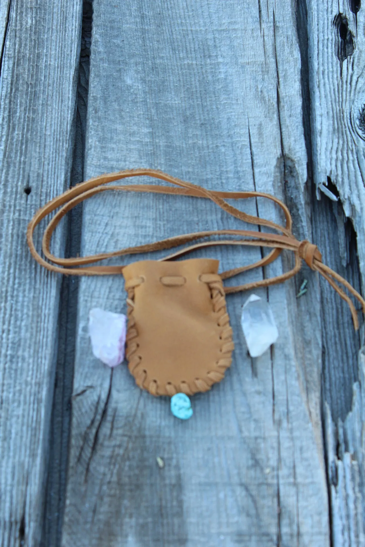 Small medicine bag, handmade leather pouch