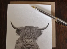 Sophie Botsford Highland Cow Drawing Greetings Card