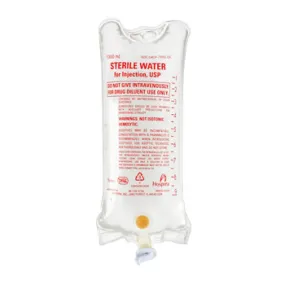 Sterile Water for Injection IV Bag Solution 1000ml, 12/Case (Rx)