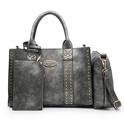 Studded 3-in-1 Top Handle Tote Handbag l Dasein