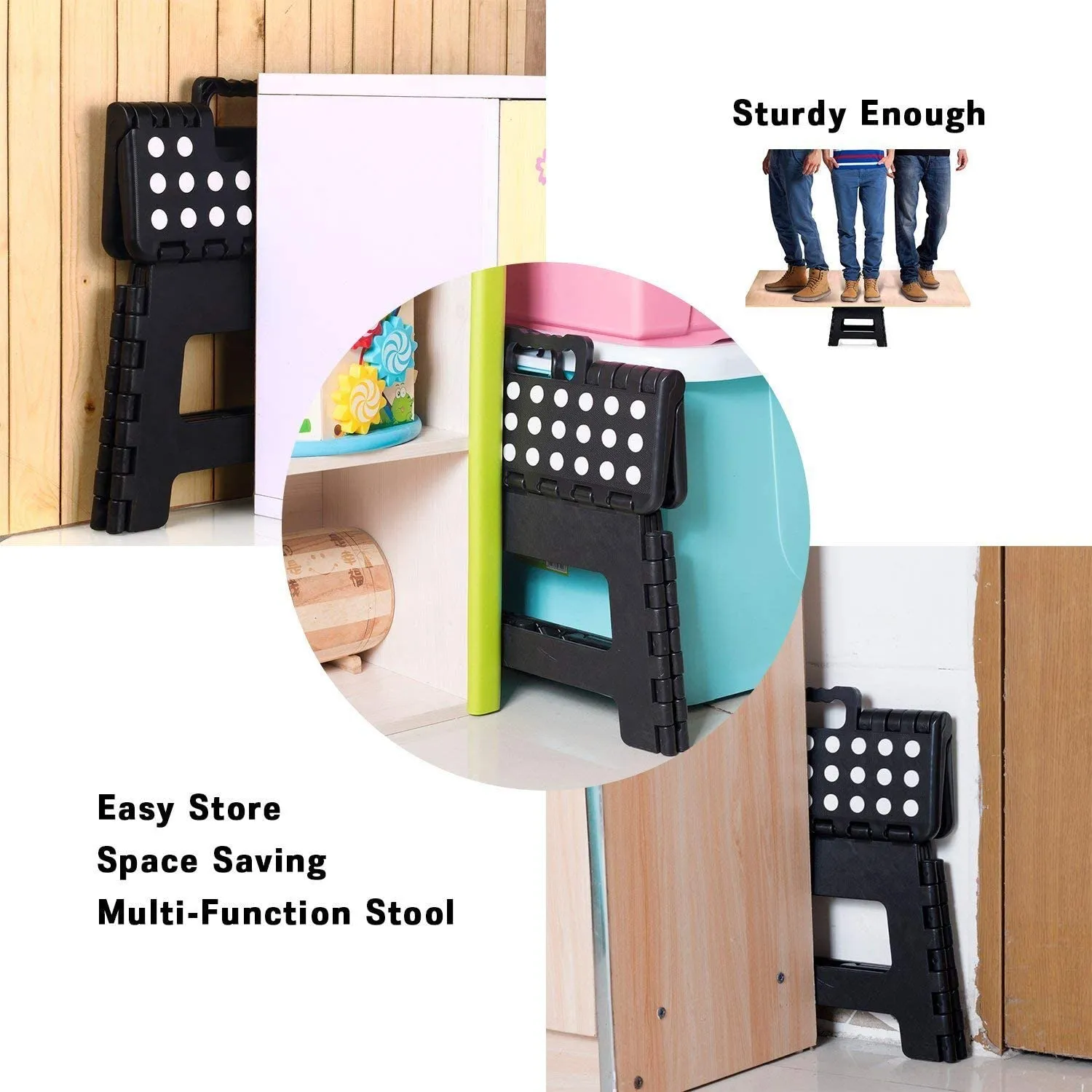 Super Strong Plastic 9 Inch Folding Step Stool Multi Purpose Home Kitchen Use