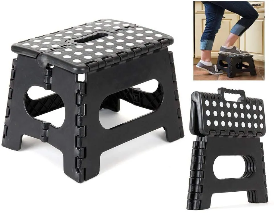 Super Strong Plastic 9 Inch Folding Step Stool Multi Purpose Home Kitchen Use