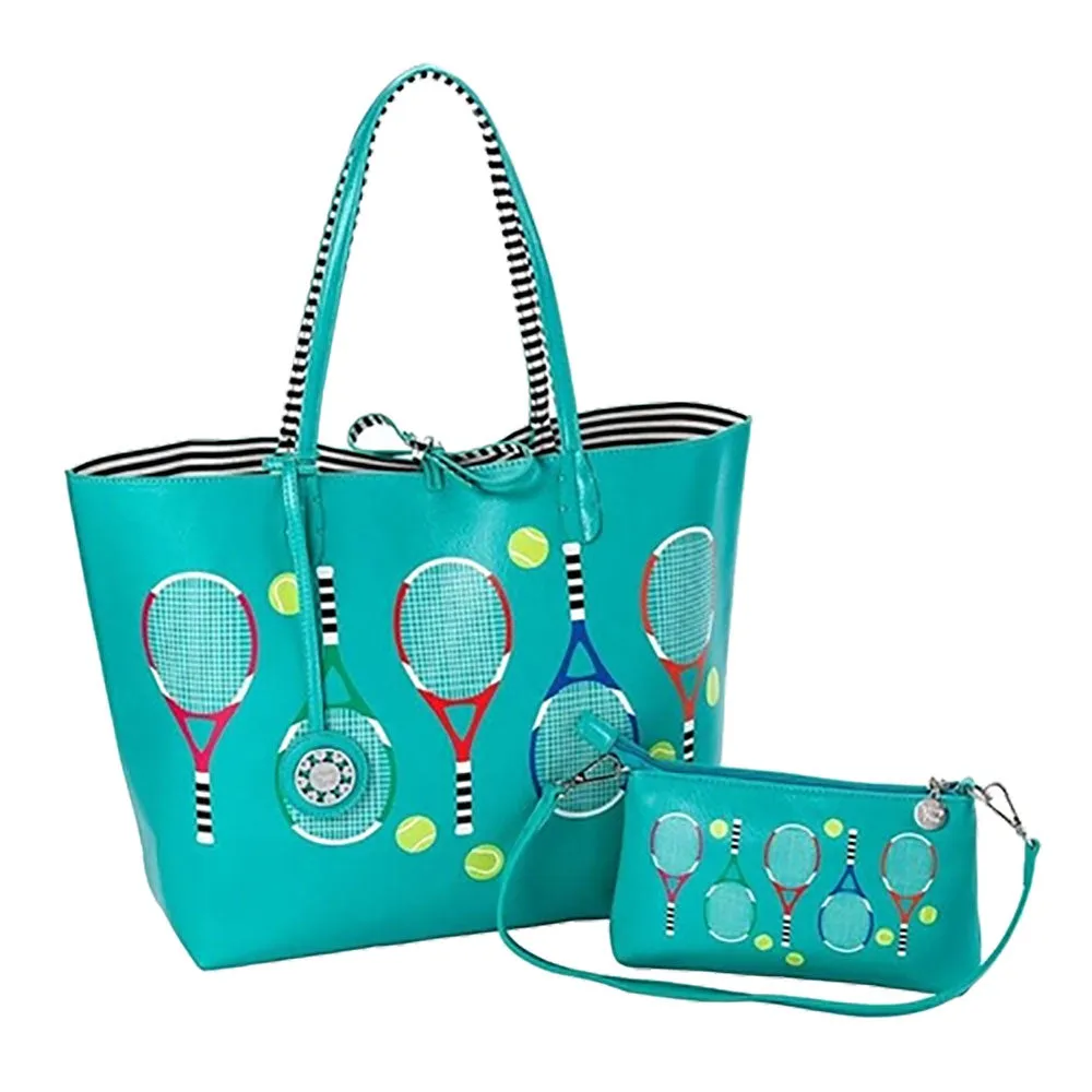 Sydney Love Serve It Up Turquoise Reversible Tennis Tote