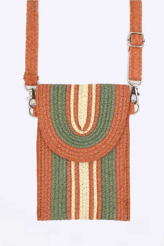 TEEK - Mix Color Straw Crossbody Phone Bag