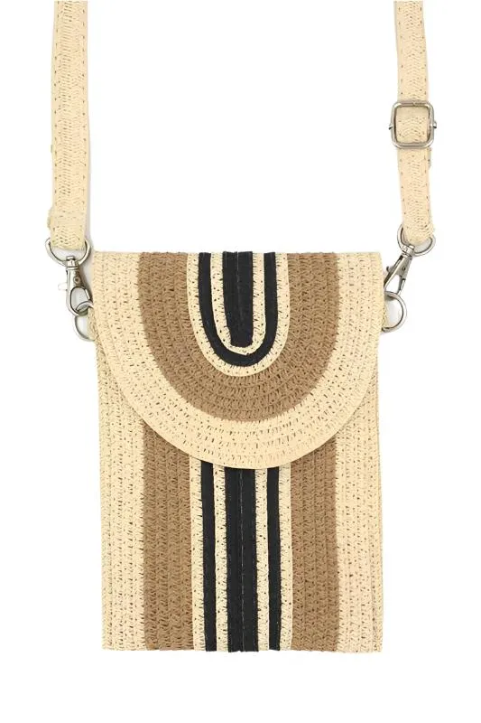 TEEK - Mix Color Straw Crossbody Phone Bag