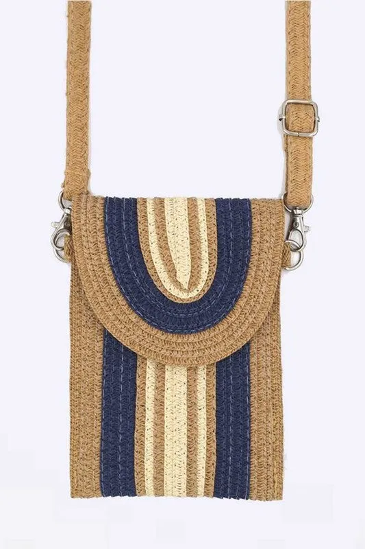 TEEK - Mix Color Straw Crossbody Phone Bag