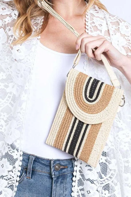 TEEK - Mix Color Straw Crossbody Phone Bag