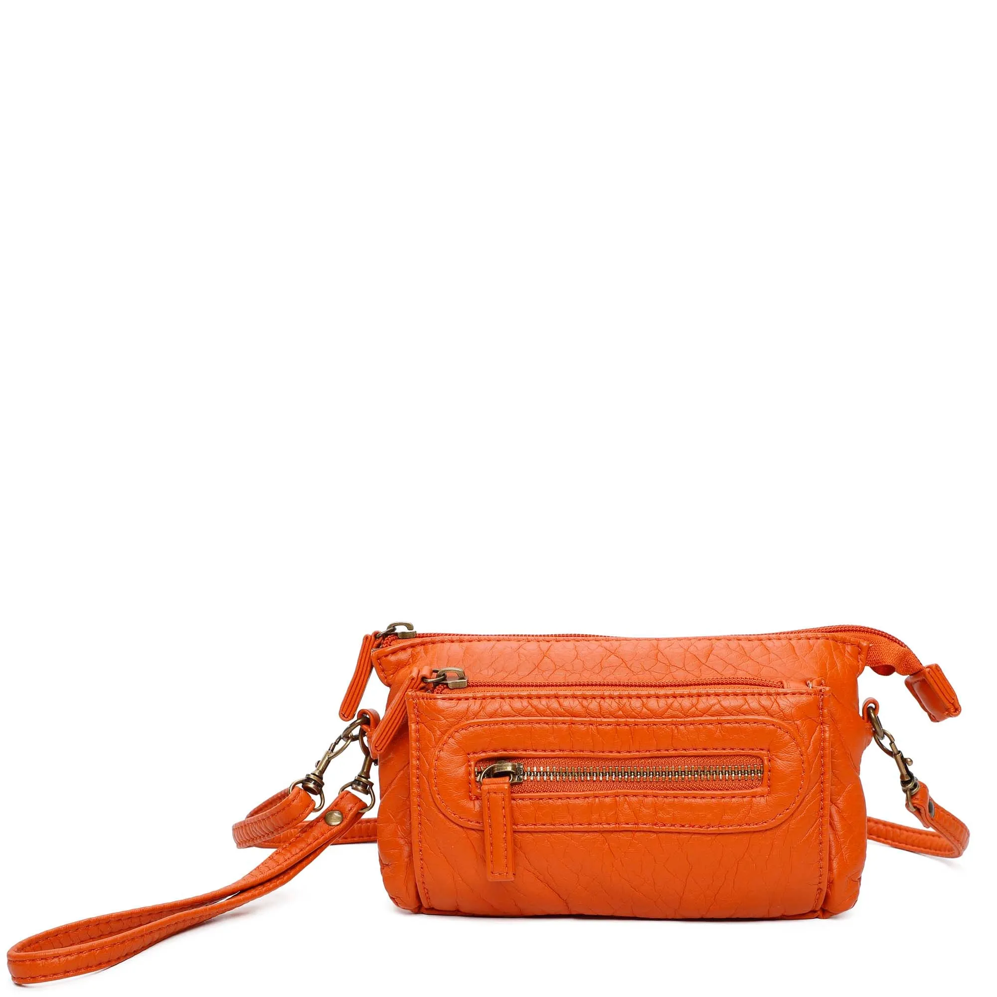 The Anita Three Way Crossbody Wristlet - Orange