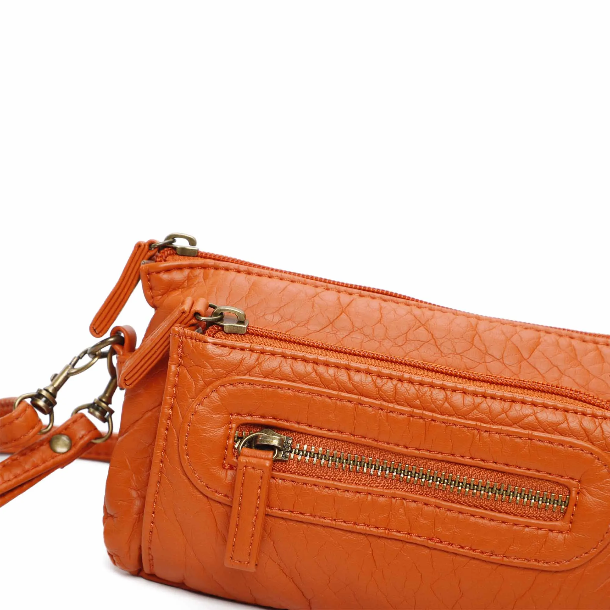 The Anita Three Way Crossbody Wristlet - Orange