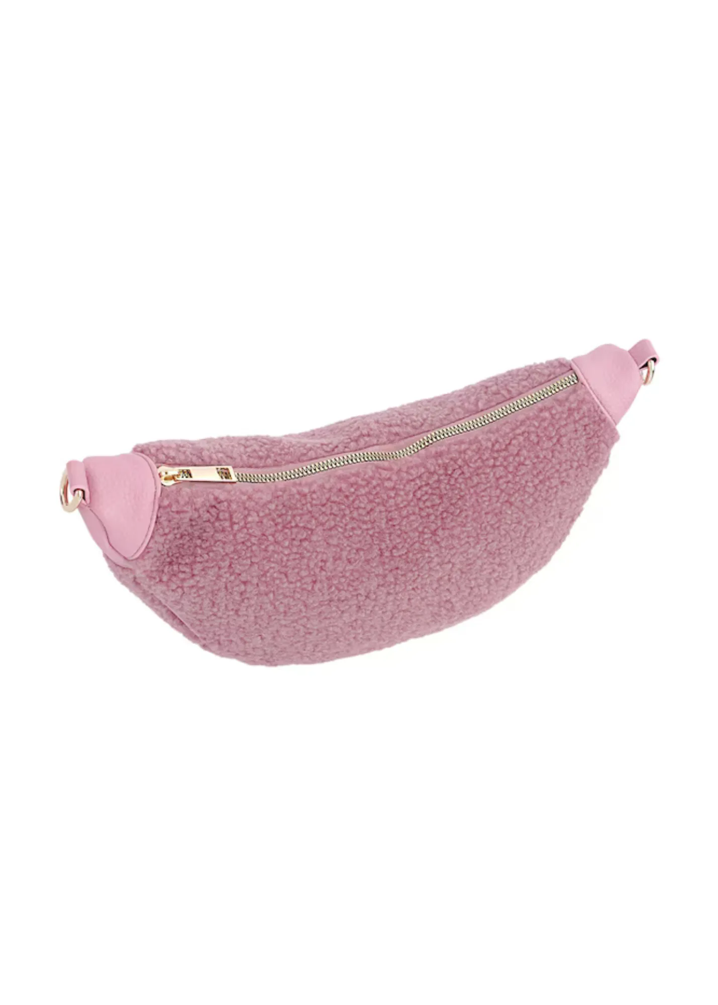 The Edit - Fluffy Pink Teddy Half Moon Bag