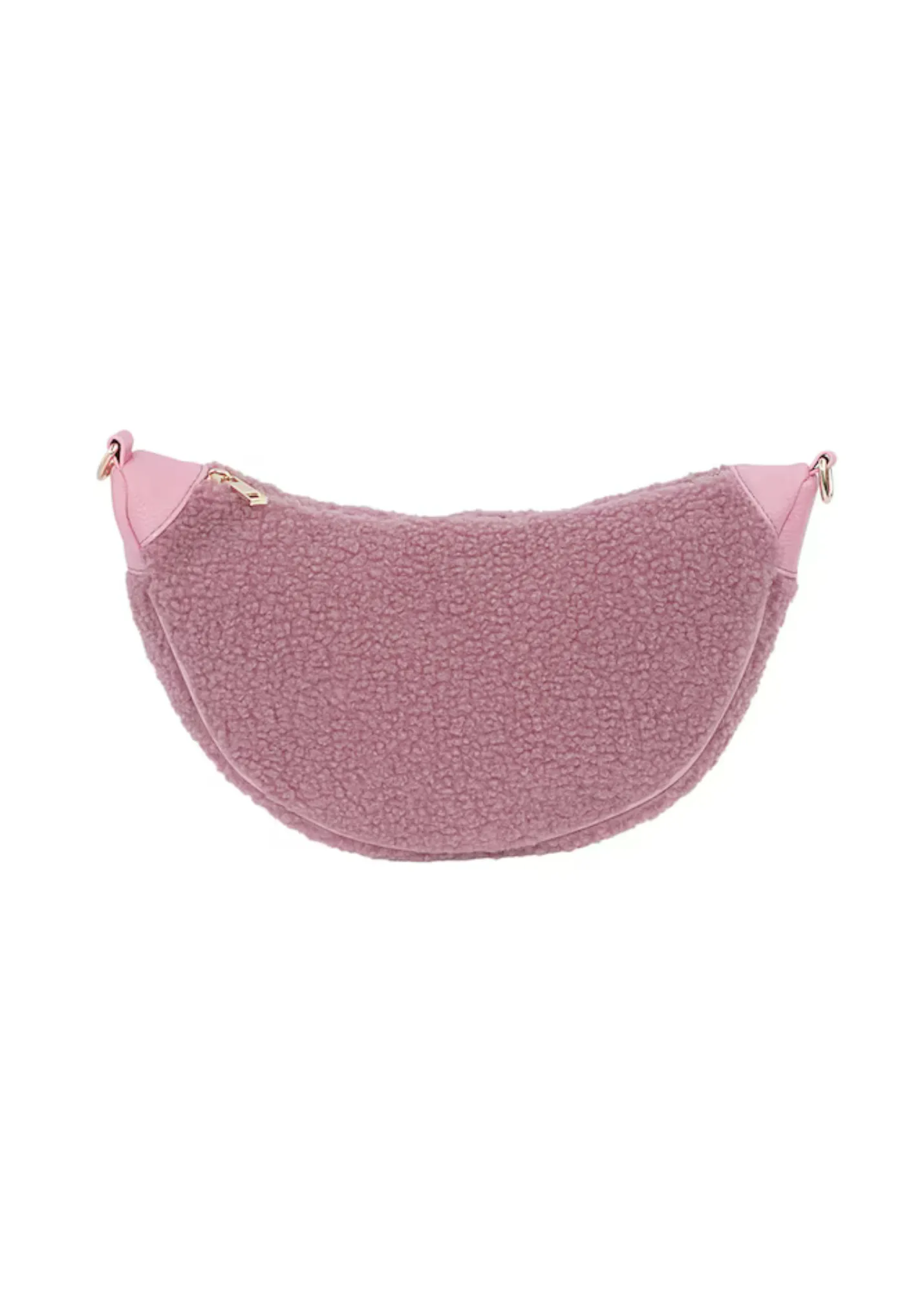 The Edit - Fluffy Pink Teddy Half Moon Bag