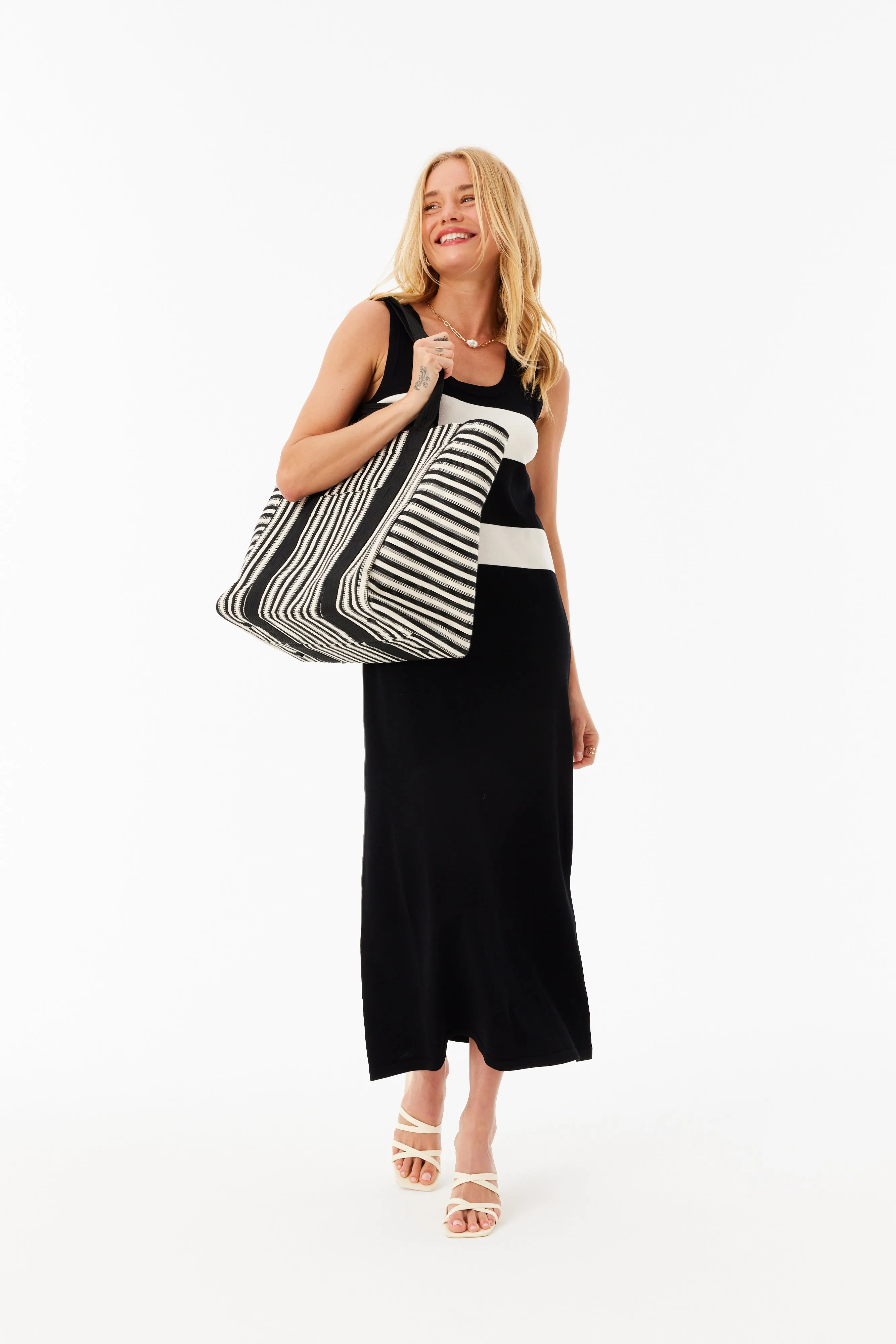 The Vacation Tote in Black Stripe