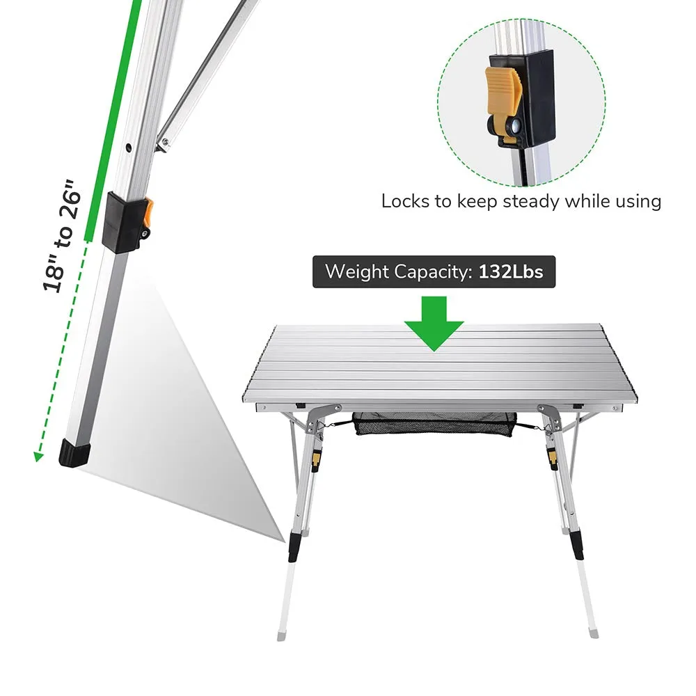 TheLAShop Aluminum Folding Camping Table Rollup Adjustable Height