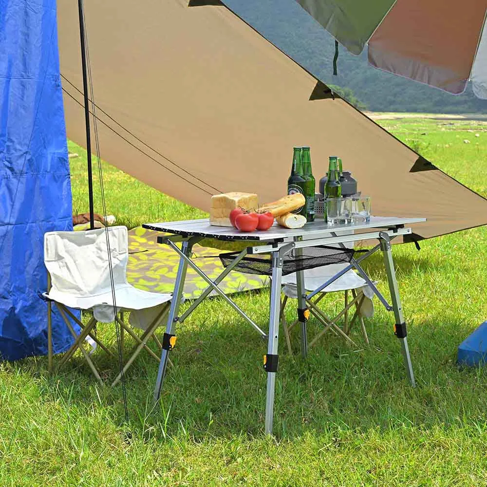 TheLAShop Aluminum Folding Camping Table Rollup Adjustable Height