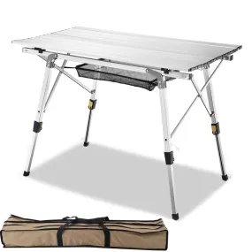 TheLAShop Aluminum Folding Camping Table Rollup Adjustable Height