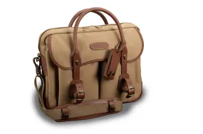 Thomas Briefcase & Laptop Bag - Khaki Canvas / Tan Leather