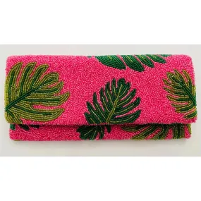 Tiana Bag: Pink Palms Envelope Clutch