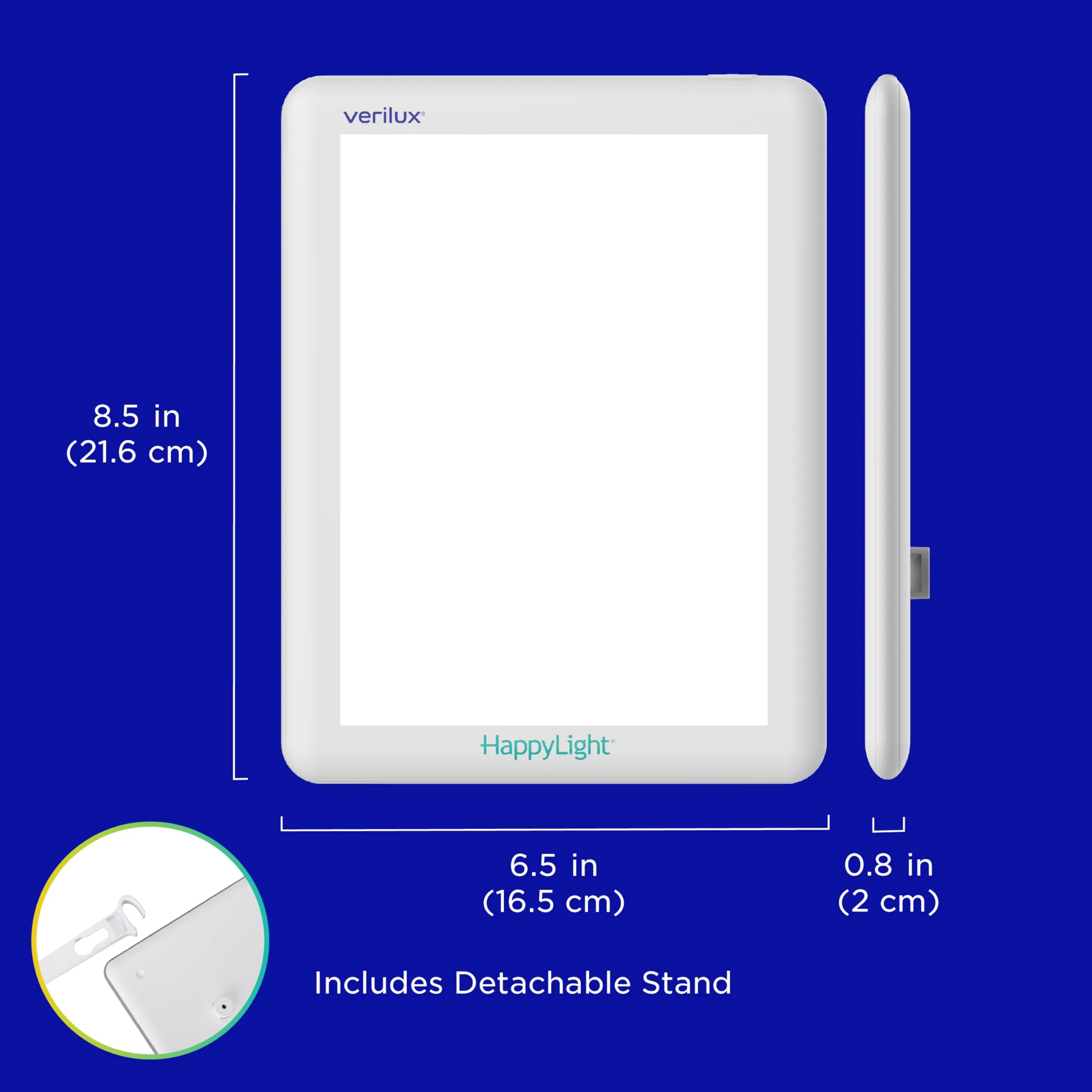 Verilux HappyLight Lucent - One-Touch Light Therapy Lamp with 10,000 Lux, UV-Free, LED Bright White Light & Detachable Stand for Boosting Mood & Improving Sleep