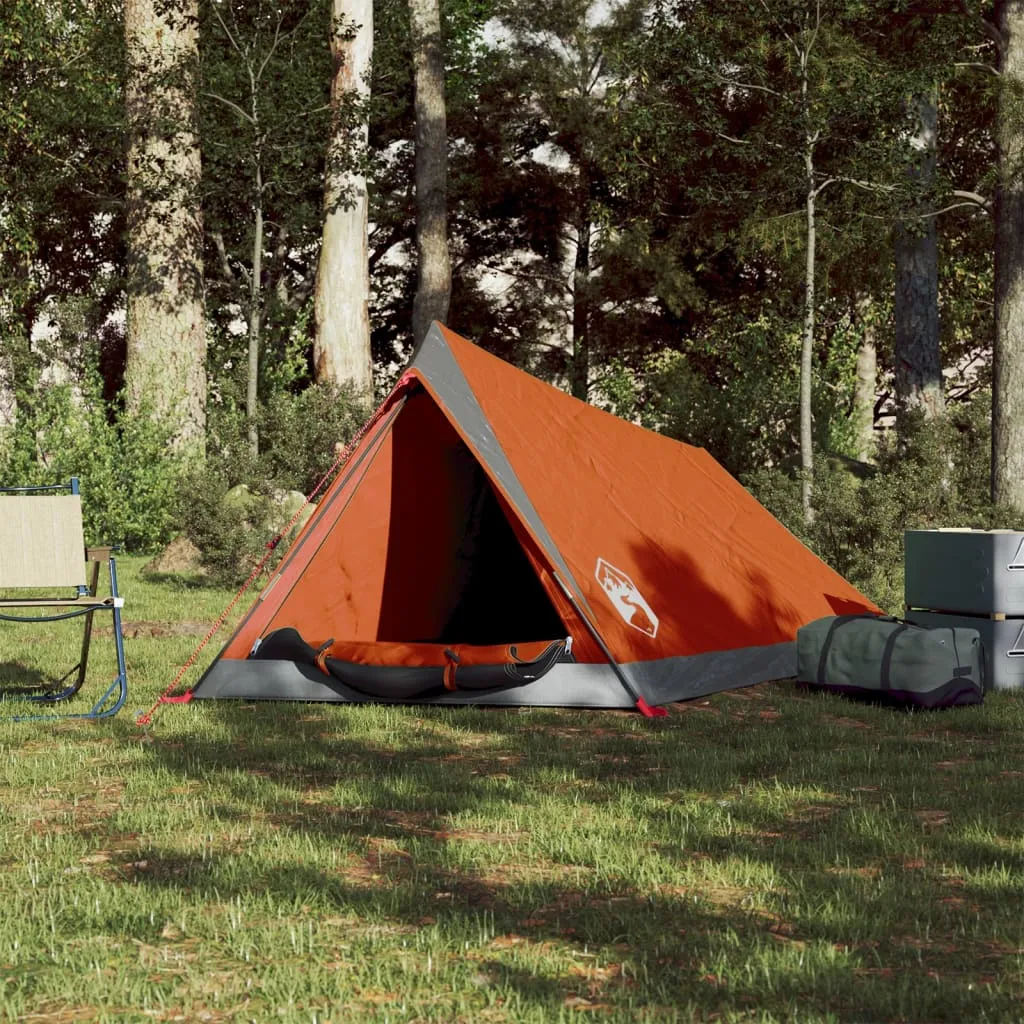 vidaXL Camping Tent 2-Person Grey and Orange Waterproof