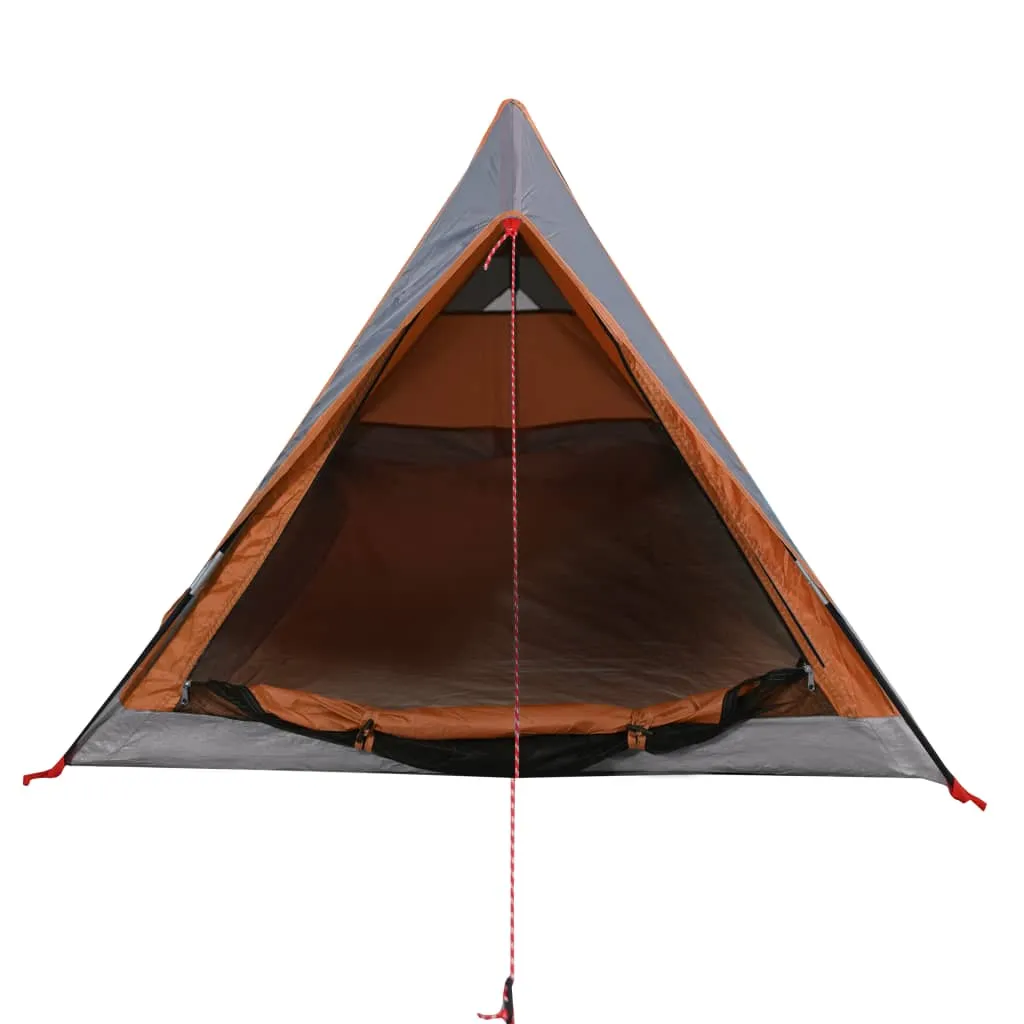 vidaXL Camping Tent 2-Person Grey and Orange Waterproof