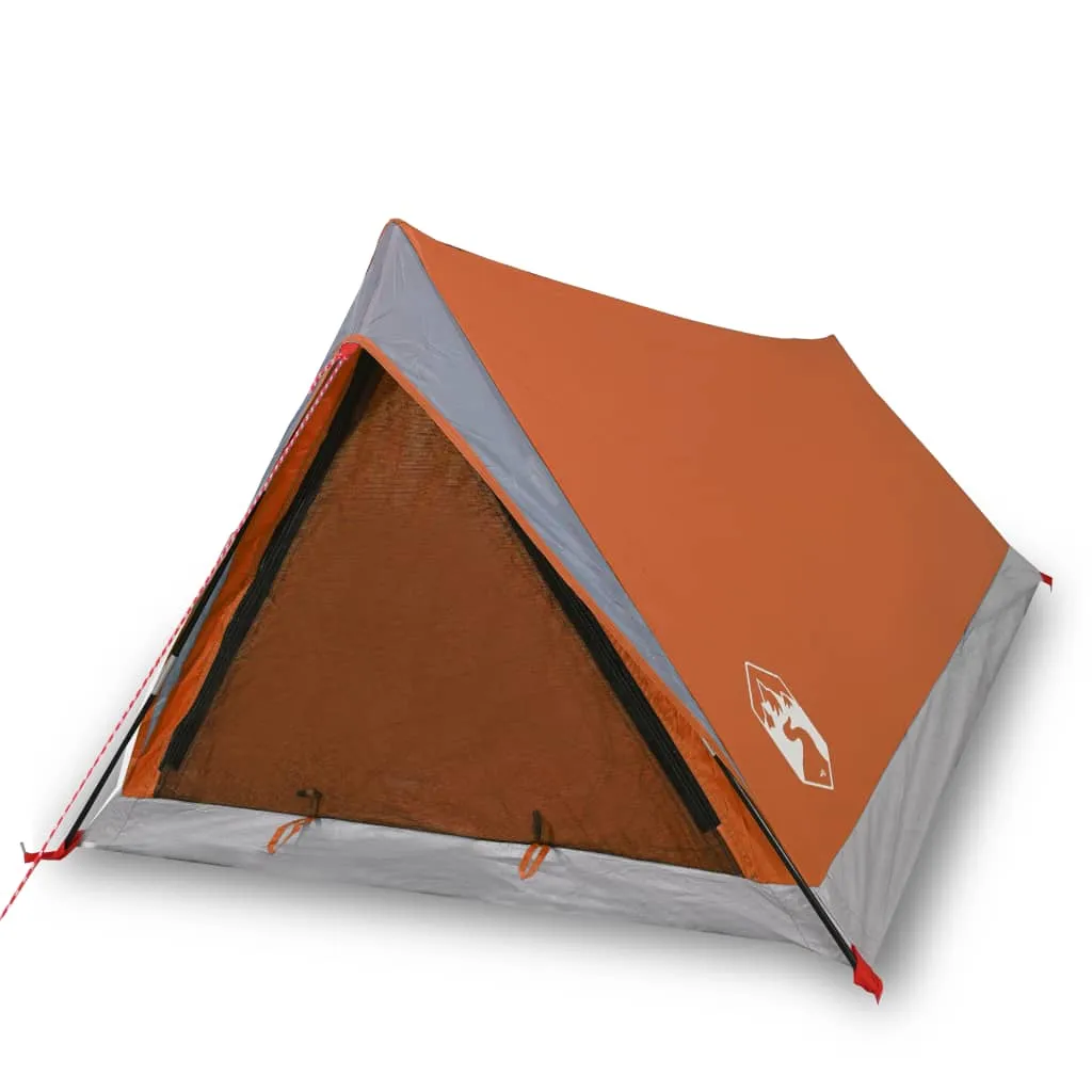 vidaXL Camping Tent 2-Person Grey and Orange Waterproof