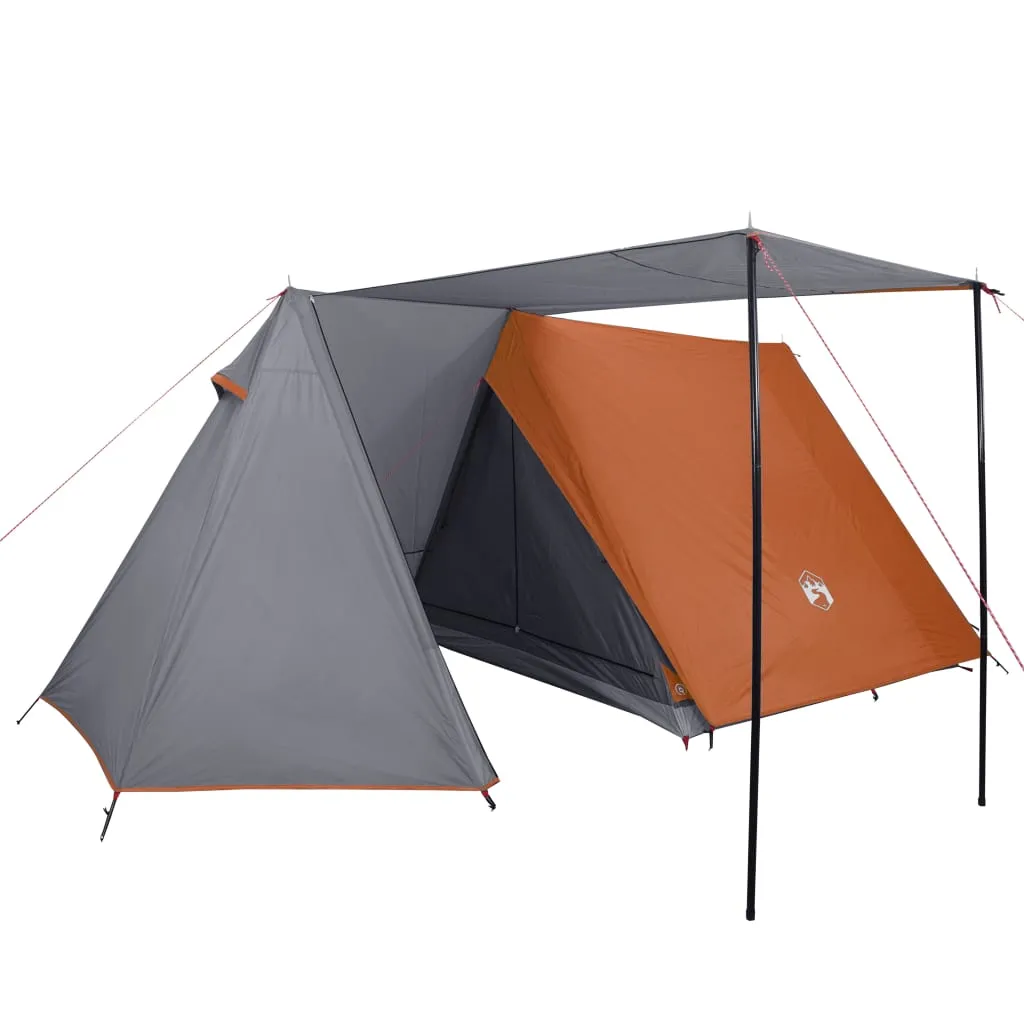 vidaXL Camping Tent 3-Person Grey and Orange Waterproof