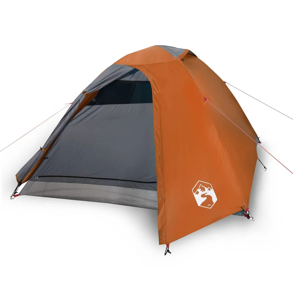 vidaXL Camping Tent Dome 2-Person Grey and Orange Waterproof