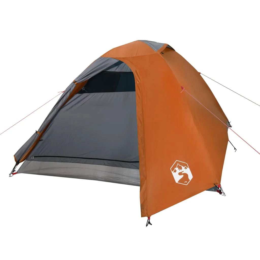 vidaXL Camping Tent Dome 2-Person Grey and Orange Waterproof