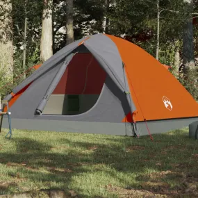 vidaXL Camping Tent Dome 3-Person Grey and Orange Waterproof