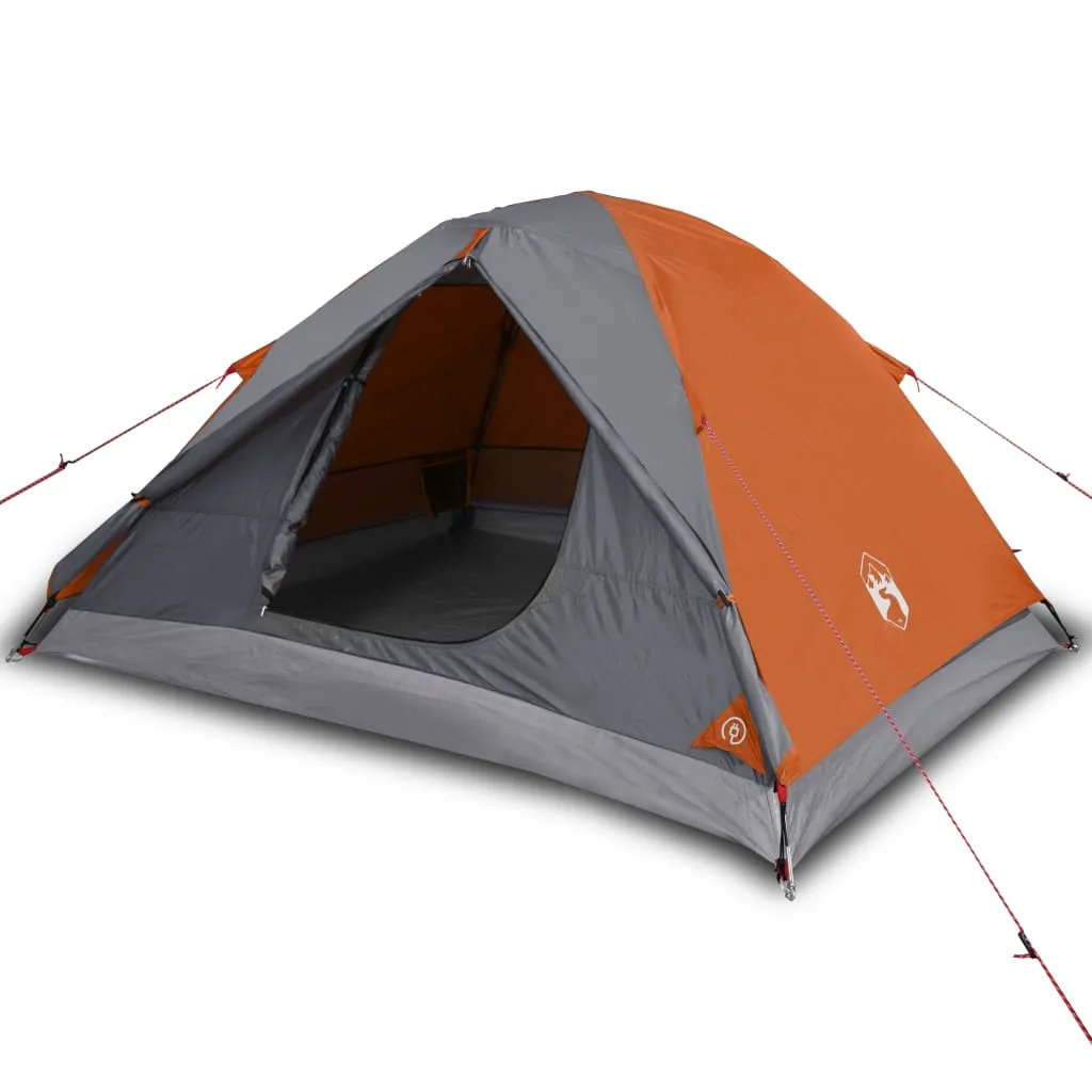 vidaXL Camping Tent Dome 3-Person Grey and Orange Waterproof