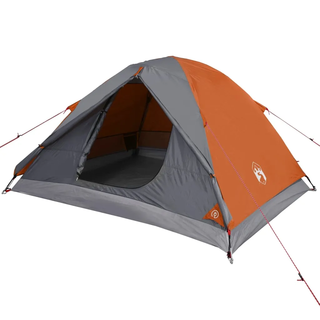 vidaXL Camping Tent Dome 3-Person Grey and Orange Waterproof