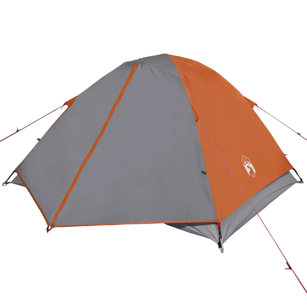 vidaXL Camping Tent Dome 3-Person Grey and Orange Waterproof