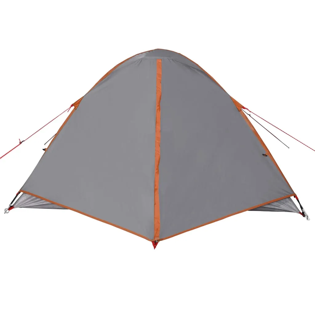 vidaXL Camping Tent Dome 3-Person Grey and Orange Waterproof